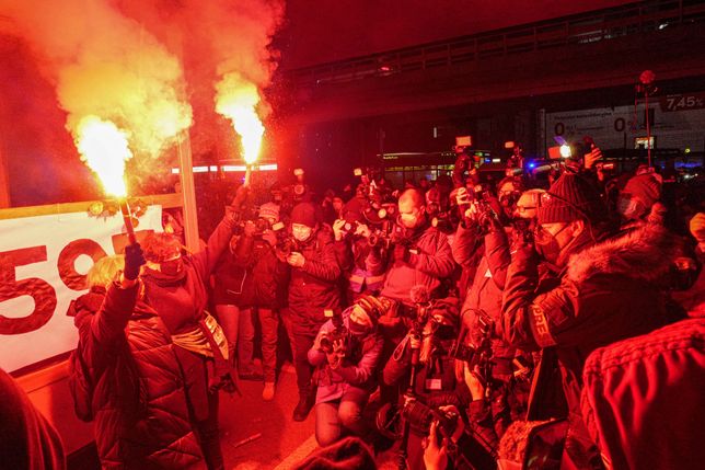 Warszawa. Protest na rondzie Czterdziestolatka