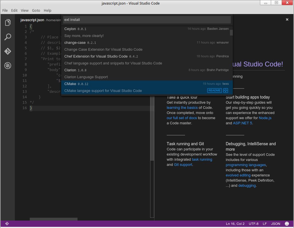 Przeglądanie listy rozszerzeń bezpośrednio z Visual Studio Code