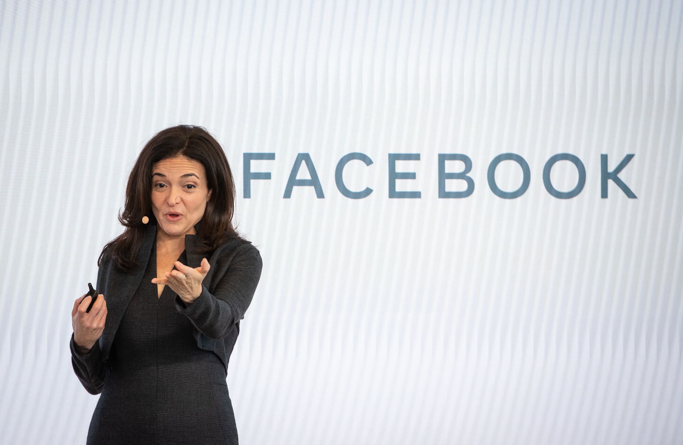 Facebook's chief operating officer Sheryl Sandberg speaks during a press conference in London to announce the social media company's plans to hire 1,000 more people in the UK by the end of 2020. PA Photo. Picture date: Tuesday January 21, 2020. See PA story TECHNOLOGY Facebook. Photo credit should read: Dominic Lipinski/PA Wire (Photo by Dominic Lipinski/PA Images via Getty Images)