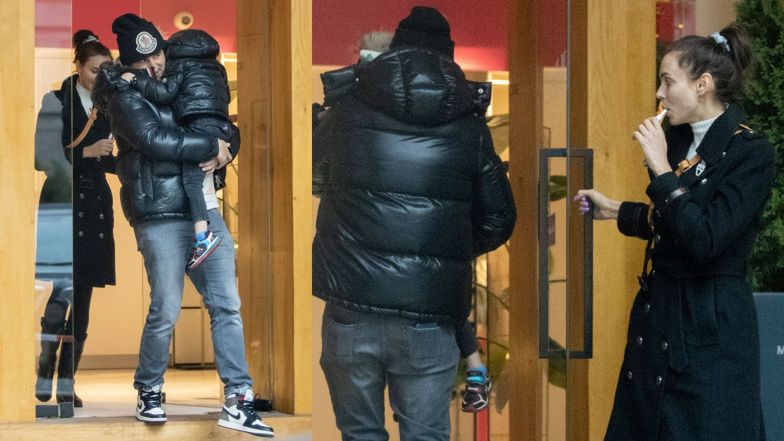 Marcela Leszczak i Misiek Koterski całują się na rodzinnym spacerze z synkiem