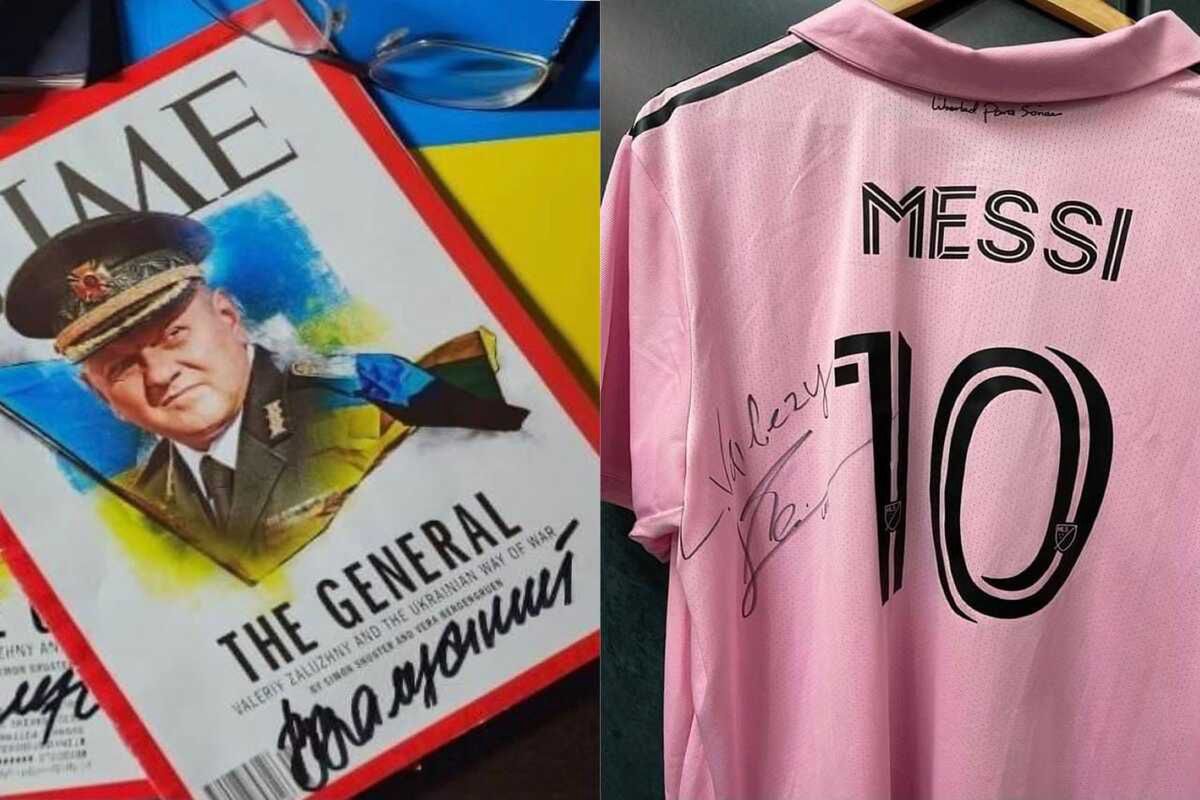 Gifts given by Lionel Messi and Valery Zaluzhny.