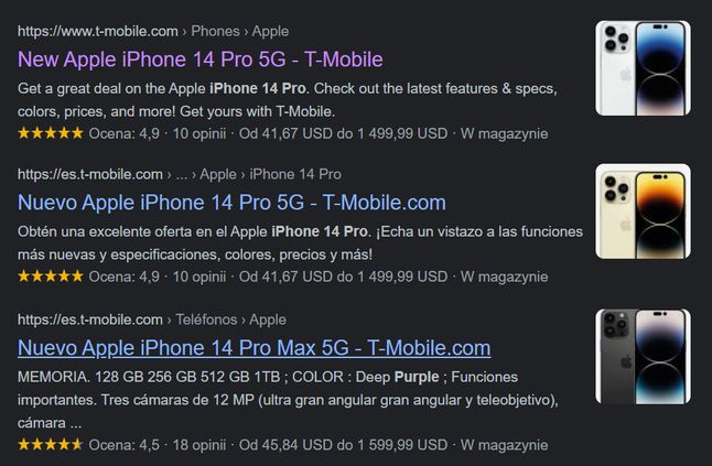 Fotos falsas del iPhone 14 Pro llegaron al sitio web de T-Mobile