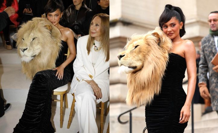 Kylie Jenner walczy o uwagę w kreacji z przymocowanym do piersi LWIM ŁBEM na paryskim pokazie