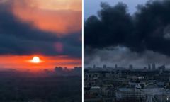 Kłęby dymu nad Kijowem. Oto skutki nocnego ataku Putina