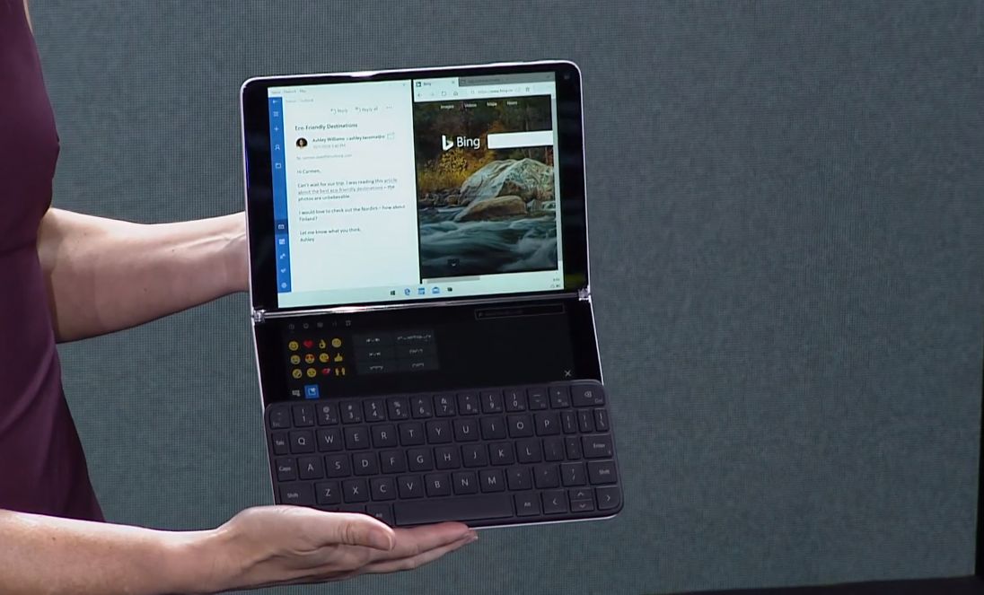 Surface Neo z fizyczną klawiaturą, fot. zrzut ekranu z prezentacji Microsoftu.