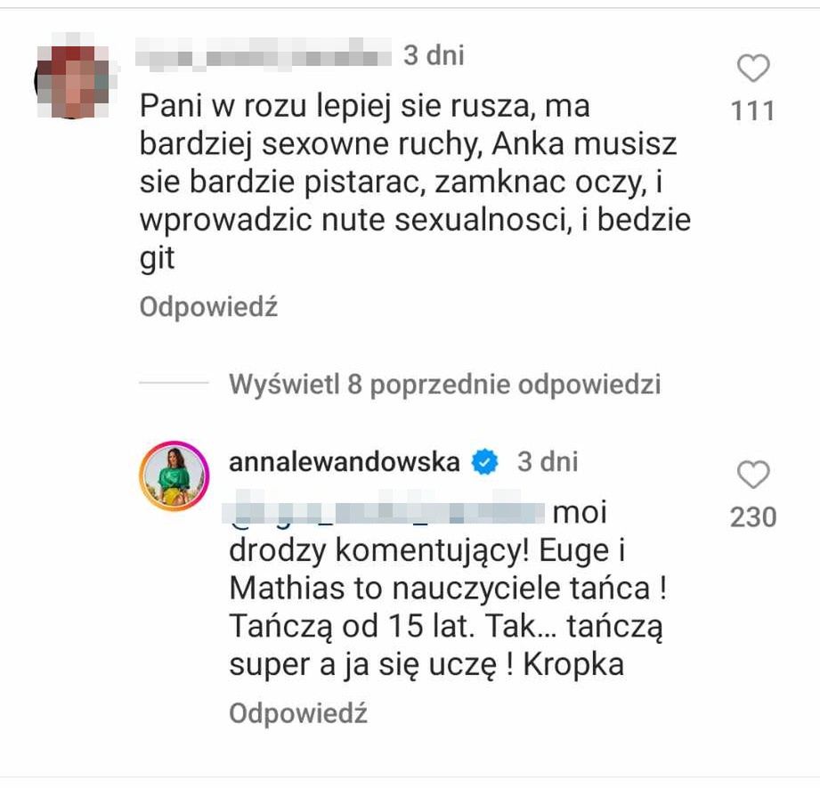 Internautka wytyka Annie Lewandowskiej, że nie potrafi tańczyć