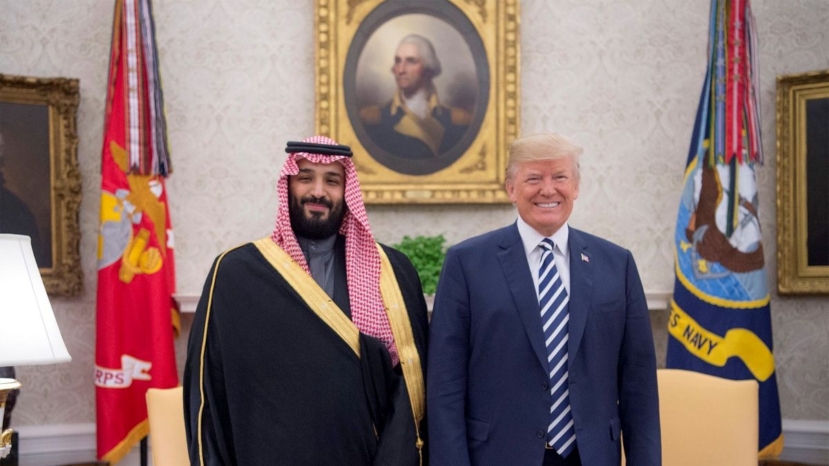Prezydent Donald Trump i książę koronny Muhammad ibn Salman podczas spotkania w Białym Domu w 2018 roku