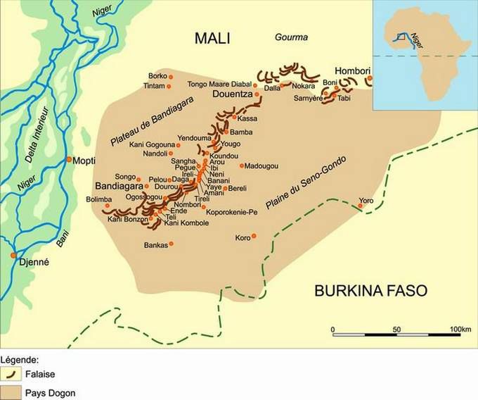 Tereny, zamieszkiwane przez Dogonów