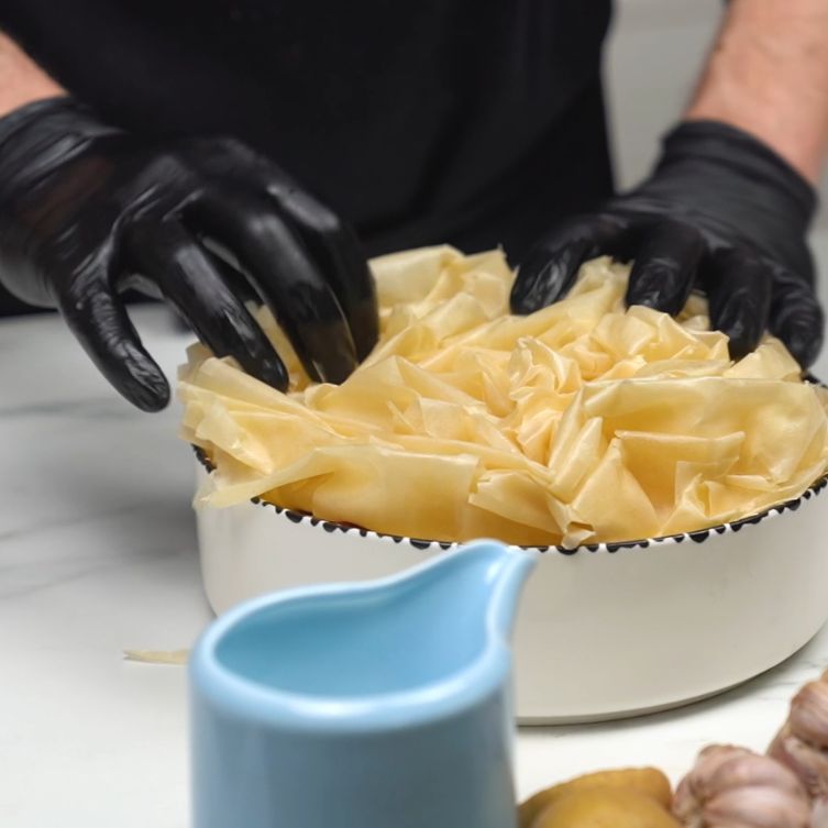 Filo pastry will beautifully crown the whole dish