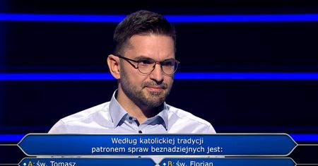 Zapytany w "Milionerach" o organdynę. To pytanie kosztowało go 125 tys. zł