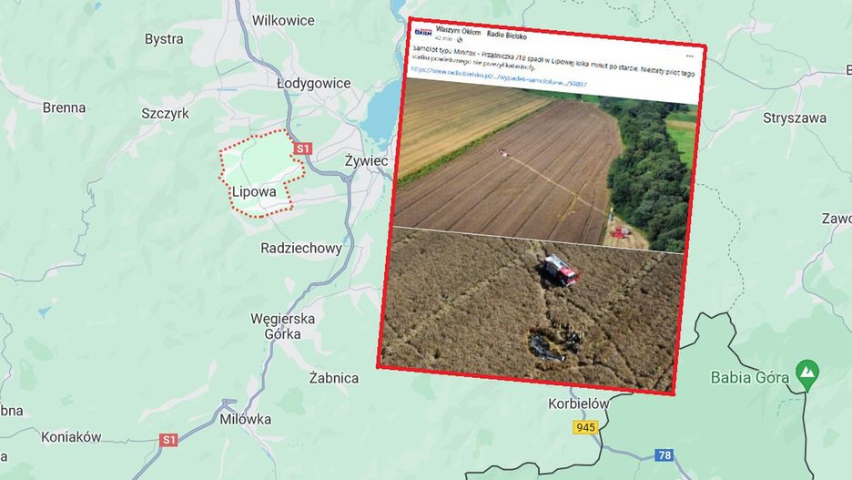W Lipowej doszło do katastrofy samolotu