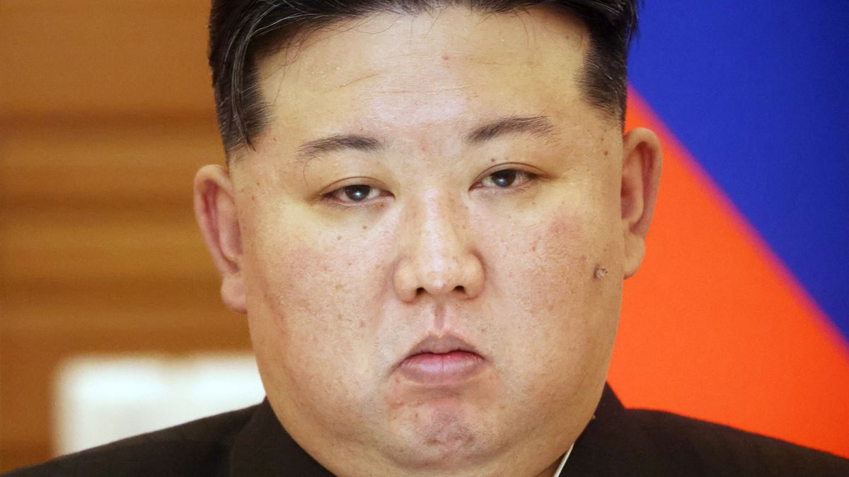 PYONGYANG, NORTH KOREA- JUNE 19 (RUSSIA OUT) North Korean Supreme Leader Kim Jong Un grimases during a press confernce,  June 19, 2024, in Pyongyang, North Korea. Russian President Vladimir Putin is in North Korea for a two-day diplomatic visit. (Photo by Contributor/Getty Images)