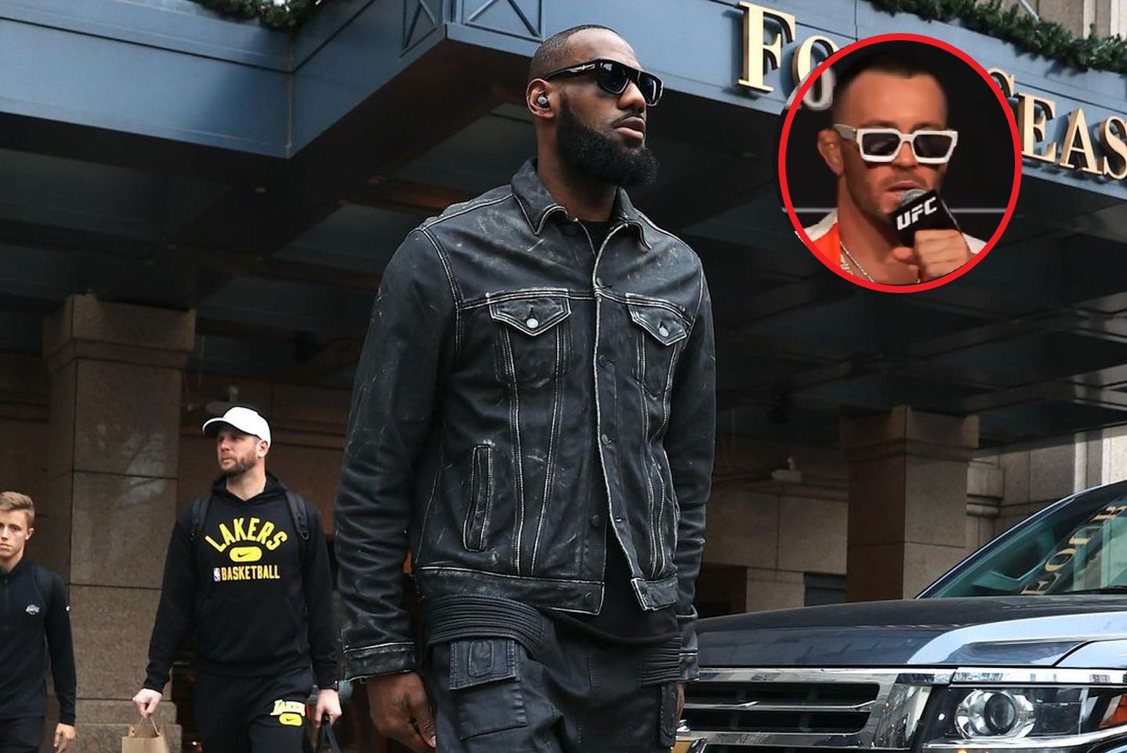 Na zdjęciu LeBron James. W ramce Colby Covington  