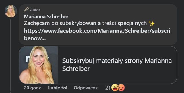 Marianna Schreiber zachęca do wykupienia płatnych treści