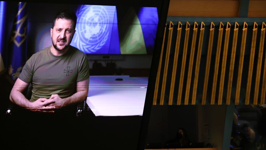 Wołodymyr Zełenski przez Zgromadzeniem Ogólnym ONZ