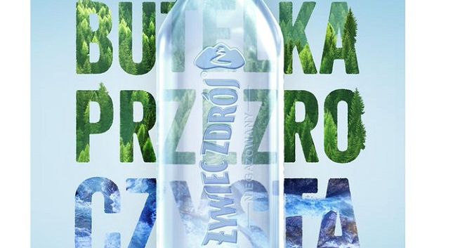 Woda Żywiec w butelce bez etykiety i w 100% z recyklingu