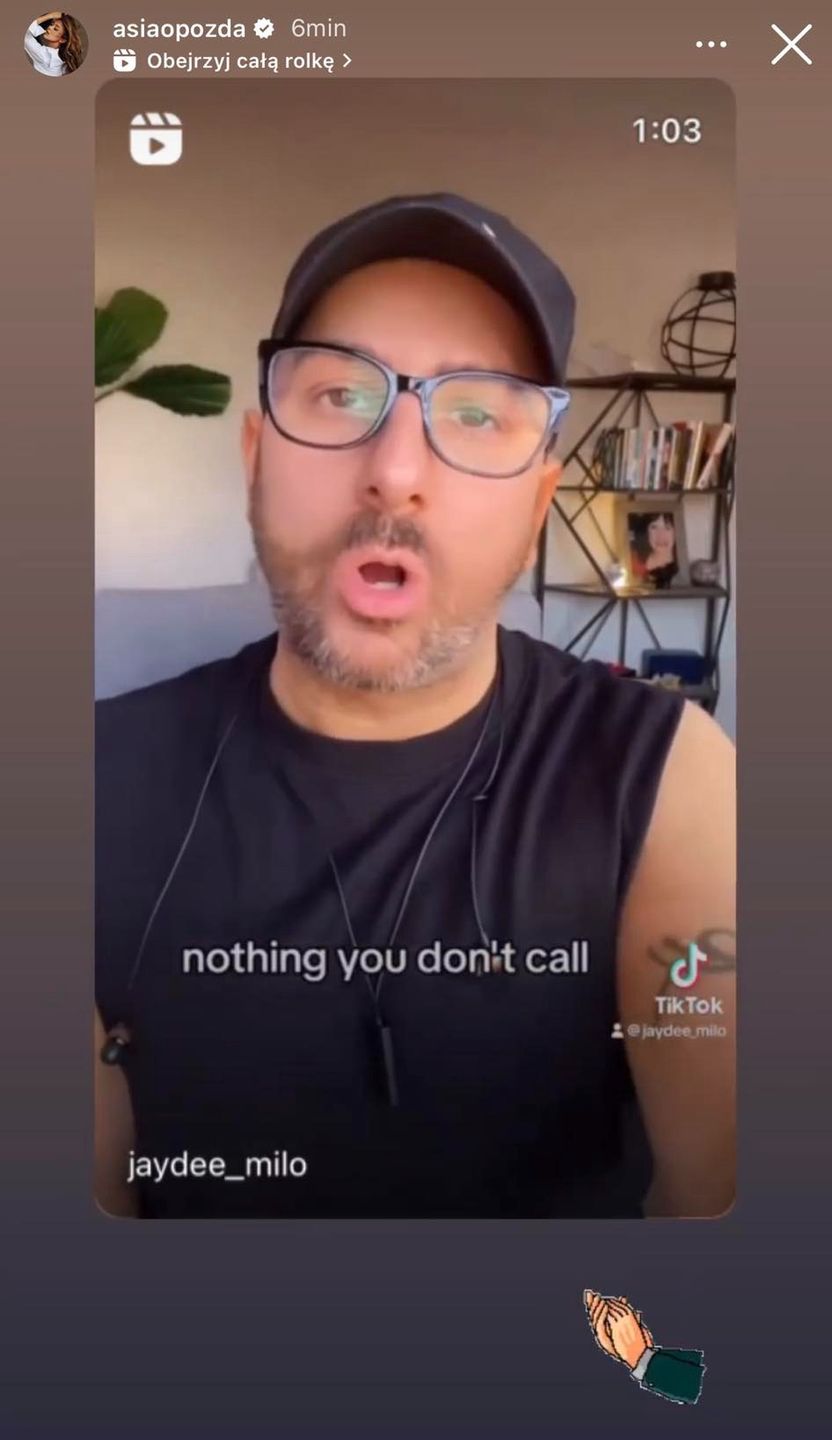 Realcja na profilu IG Joanny Opozdy