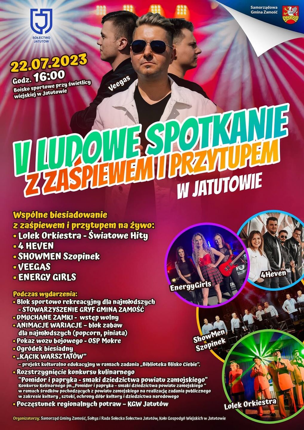 V Ludowe Spotkanie z Zaśpiewem i Przytupem w Jatutowie 2023 - program, plakat