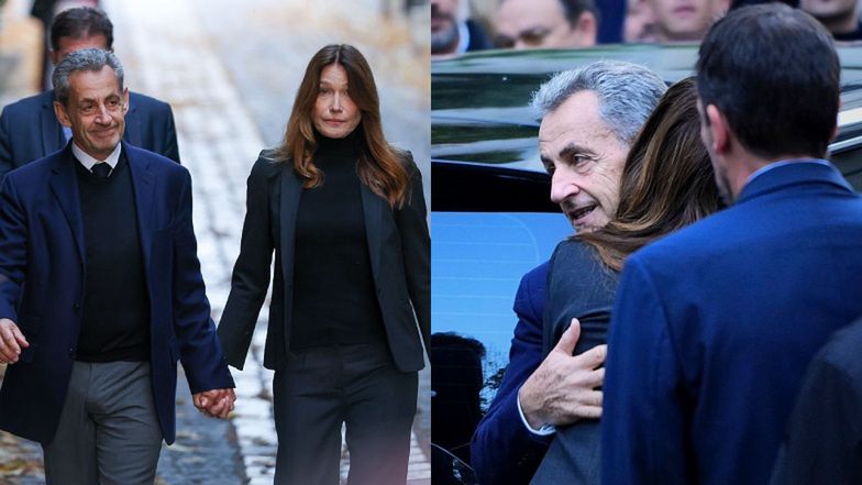 Nicolas Sarkozy pożegnał się z żoną przed przekroczeniem murów