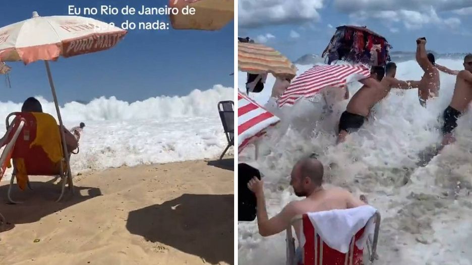 Wielka fala na plaży w Rio de Janeiro