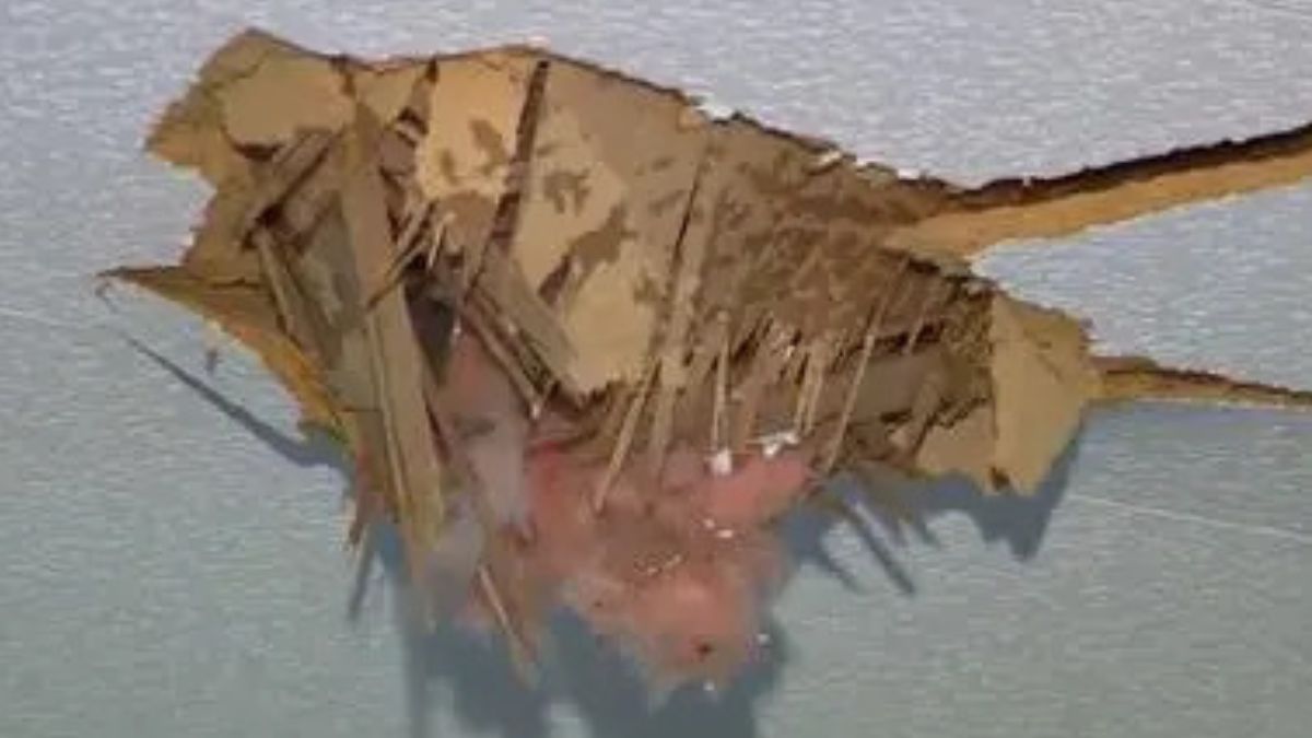 Bryła lodu przebiła dach domu w Kalifornii.