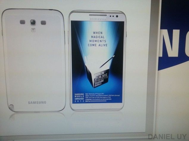 Plakat Samsung Mobile Unpacked z Galaxy Note II (fot. phonearena)