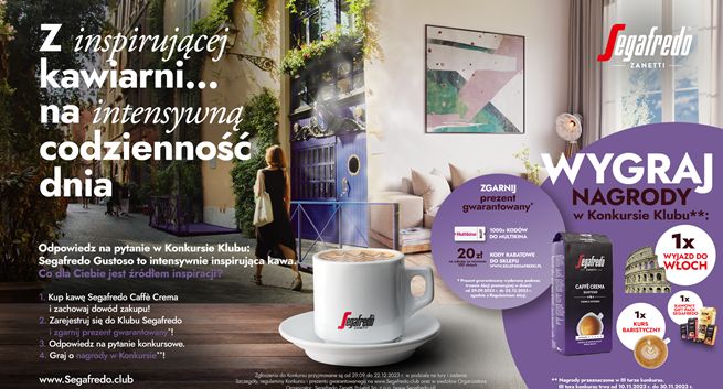 Kampania Segafredo z filiżanką w roli głównej