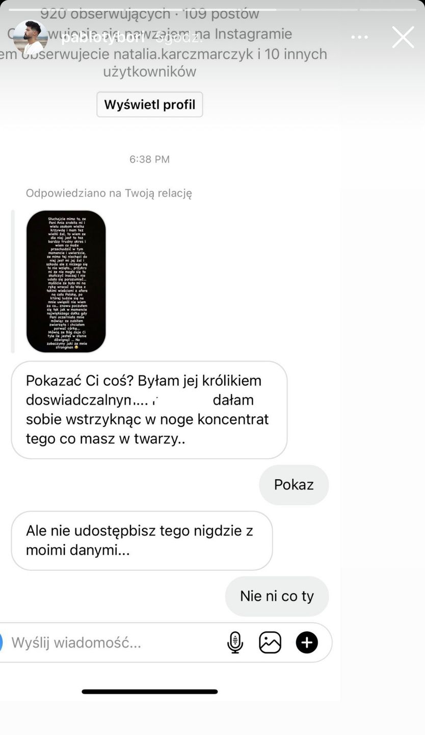 Fragment wiadomości od obserwatorki Pawła Tyburskiego