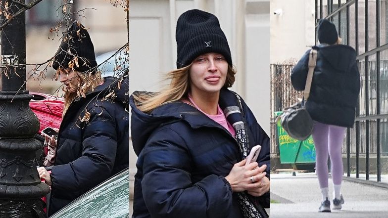 Karolina Pisarek pokazuje język i zadowolona zasuwa na siłownię w kurtce za 25 tysięcy 