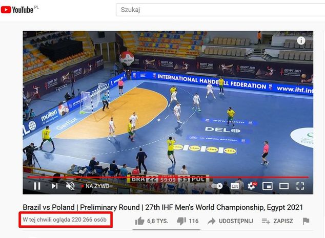 Oglądalność meczu Brazylia - Polska