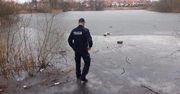 Dzieci bawiły się na zamarzniętym stawku