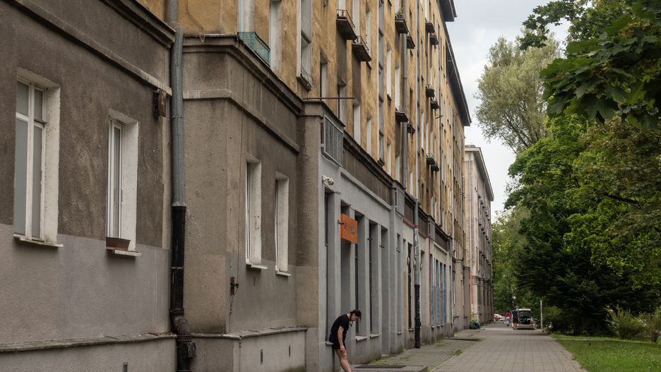 KRAKOW, POLAND - JUNE 28: A general view of the buildings reflecting Soviet architecture as daily life continues in the Nowa Huta district, built from scratch as a workers' district in the 1950s for the workers of the Vladimir Lenin Steelworks and their families, on June 28, 2024 in Krakow, Poland. Considered one of the important examples of Soviet architecture, the region stands out as an important visit point for both tourists and history enthusiasts. (Photo by Ayhan Mehmet/Anadolu via Getty Images)