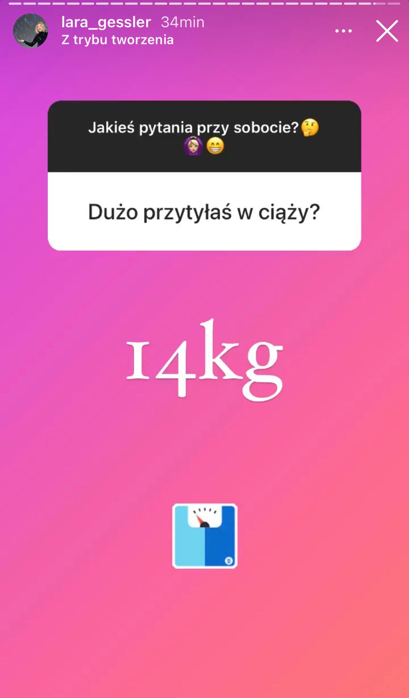 Ile Lara Gessler przytyła w ciąży?