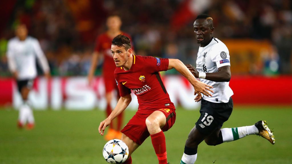 Getty Images / Julian Finney / Roma - Liverpool. Alessandro Florenzi (z lewej) i Sadio Mane