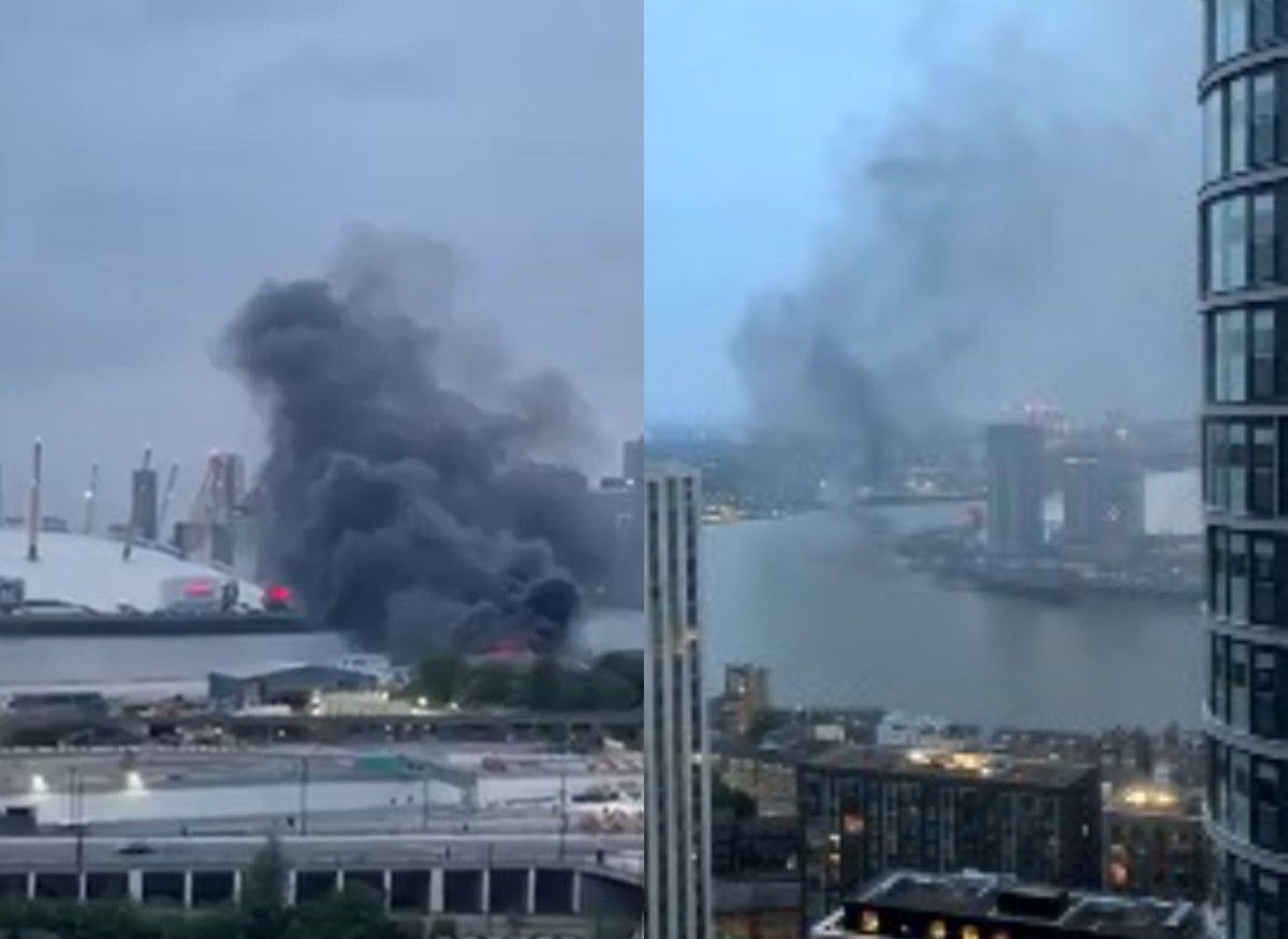 Fire near O2 arena caused by planned film set explosions, police say