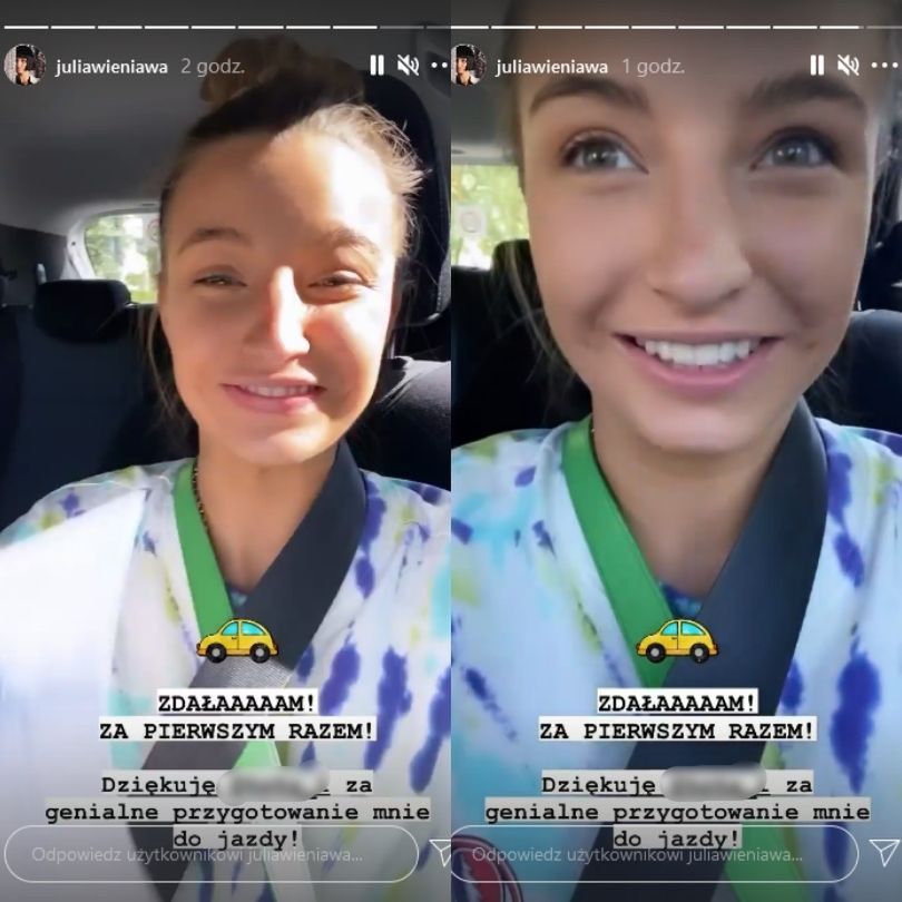 Julia Wieniawa chwali się zdanym egzaminem na prawo jazdy