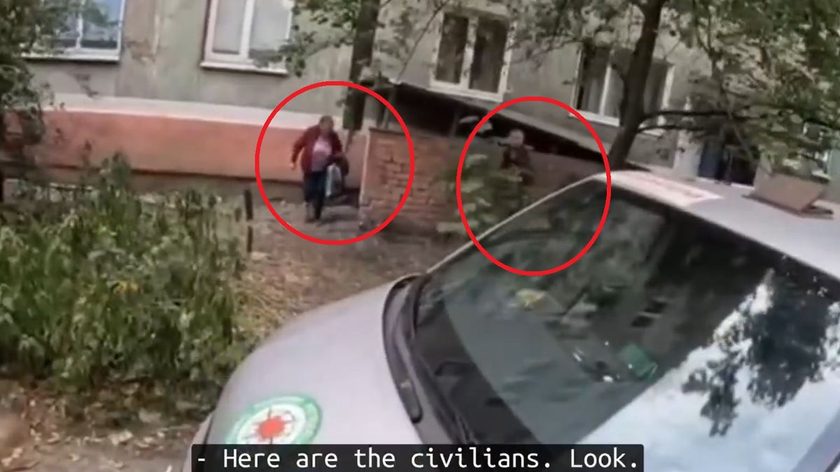 Rosyjski żołnierz spotkał ukraińskich cywilów