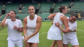 Jest w szampańskim humorze przed Wimbledonem. Zobacz, co na korcie robiła Sabalenka