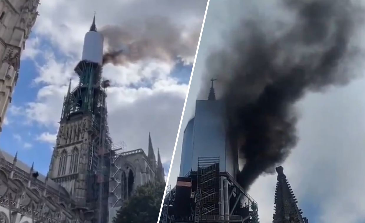 Rouen cathedral in flames: Firefighters battle blaze in historic monument