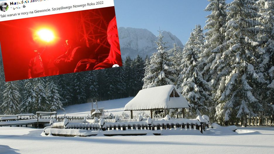 Sylwester na Giewoncie. Odpalili race na szczycie 