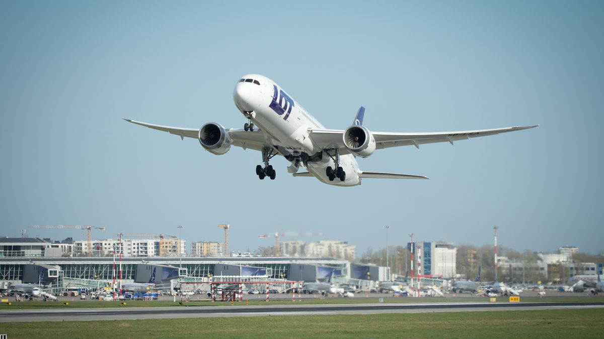 A LOT Polish Airlines 787 Dreamliner is seen taking off from Chopin airport in Warsaw, Poland on 05 April, 2026. Jet fuel prices have increased by nearly 60 percent since the start of the conflict in Iran. Despite Polish airlines having hedged their fuel contracts significant, long-term price increases have not been ruled out. (Photo by Jaap Arriens/NurPhoto via Getty Images)