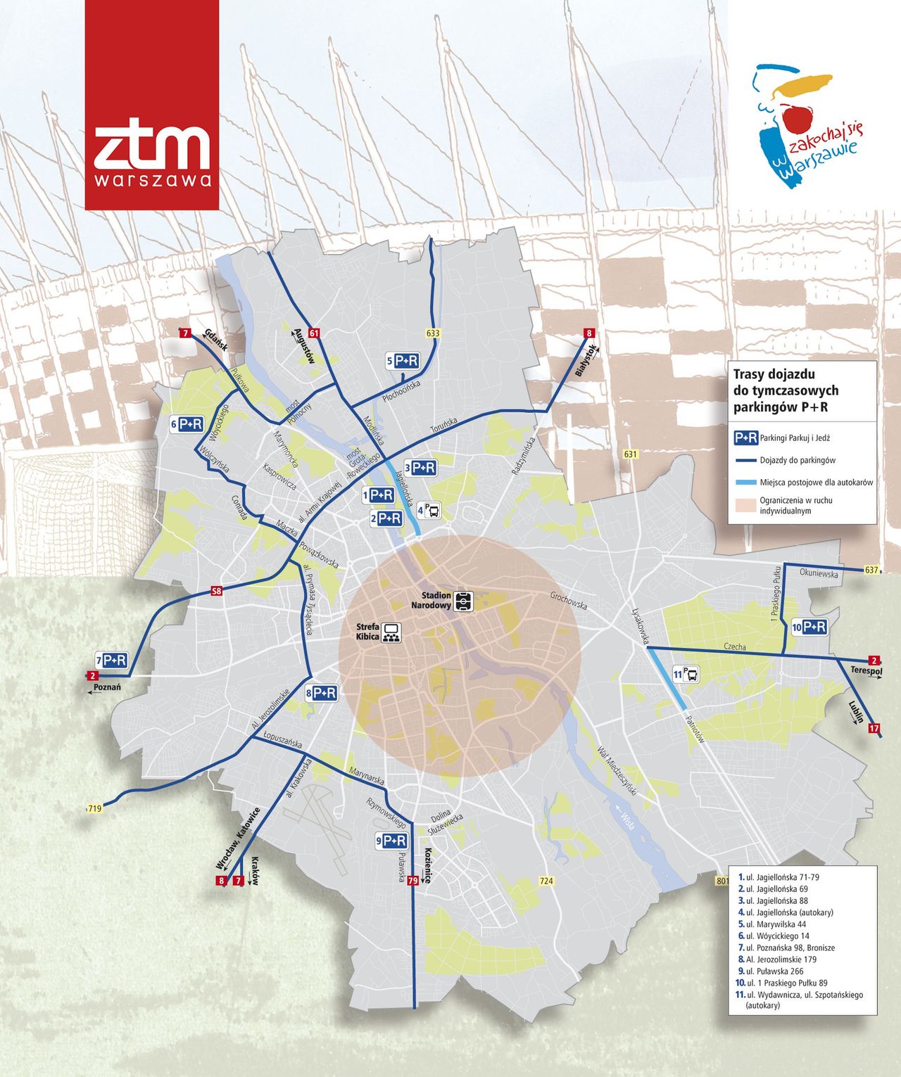 Mapa P+R - Warszawa EURO 2012