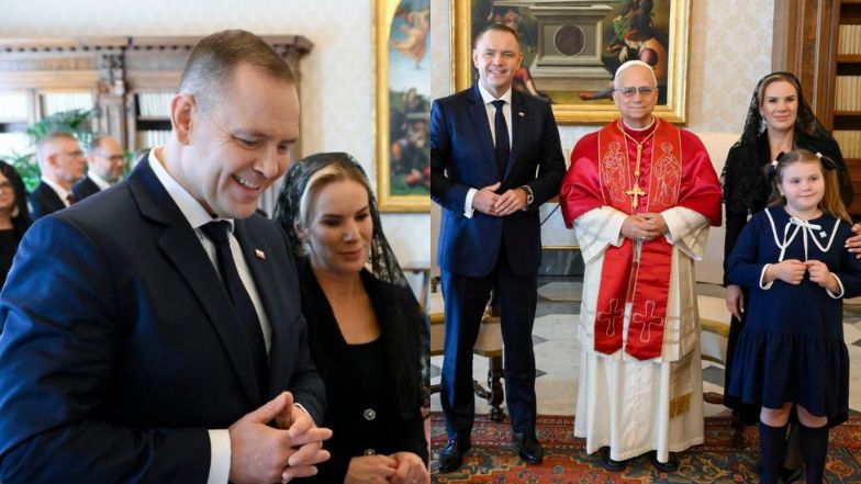 Marta Nawrocka zaskoczyła kreacją na audiencji u papieża