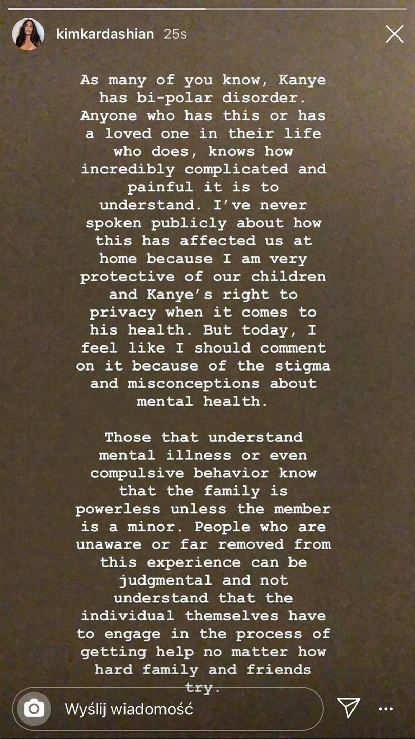 Kim Kardashian komentuje epizod maniakalny Kanye Westa