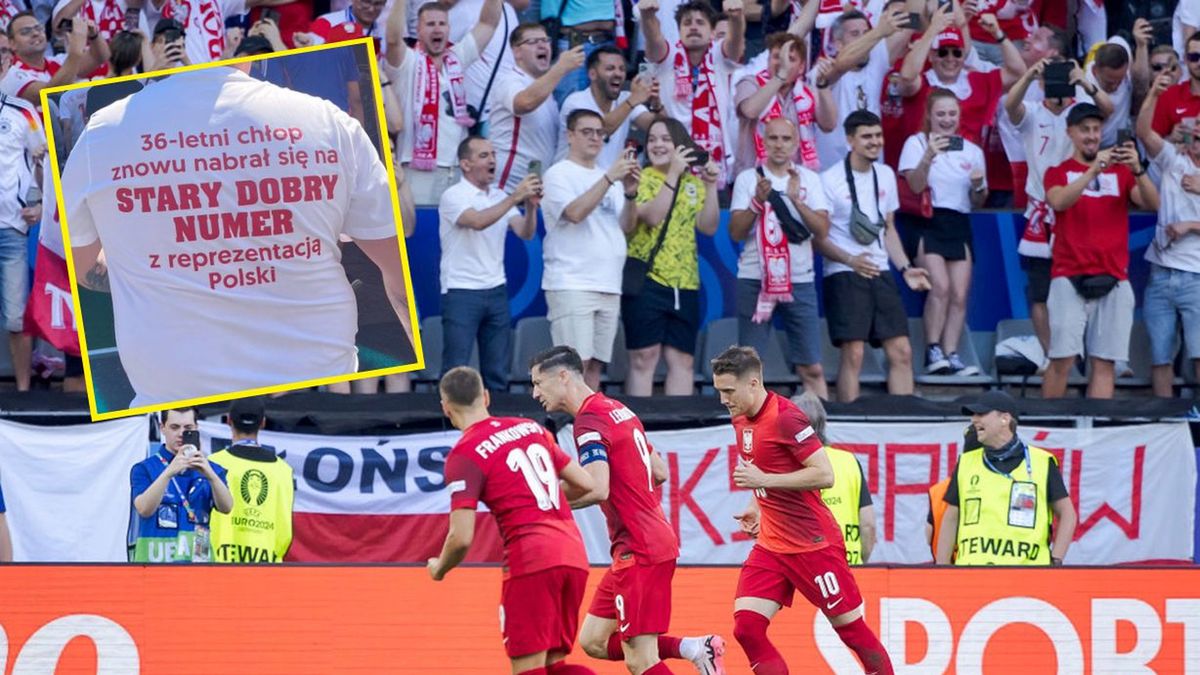 Zdjęcie okładkowe artykułu: Getty Images / Twitter / Na głównym: reprezentacja Polski, w ramce: koszulka kibica