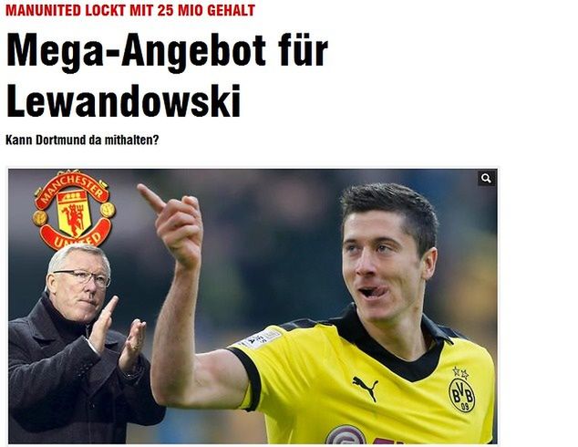 Czy sir Alex Ferguson już wkrótce będzie oklaskiwał "Lewego"? / fot. www.bild.de