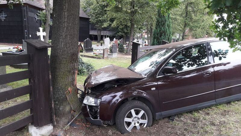 Pijanego kierowcę zatrzymało dopiero drzewo