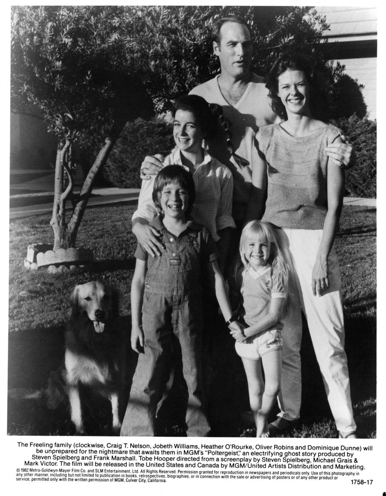 Dominique Dunne with her movie family from "Poltergeist"