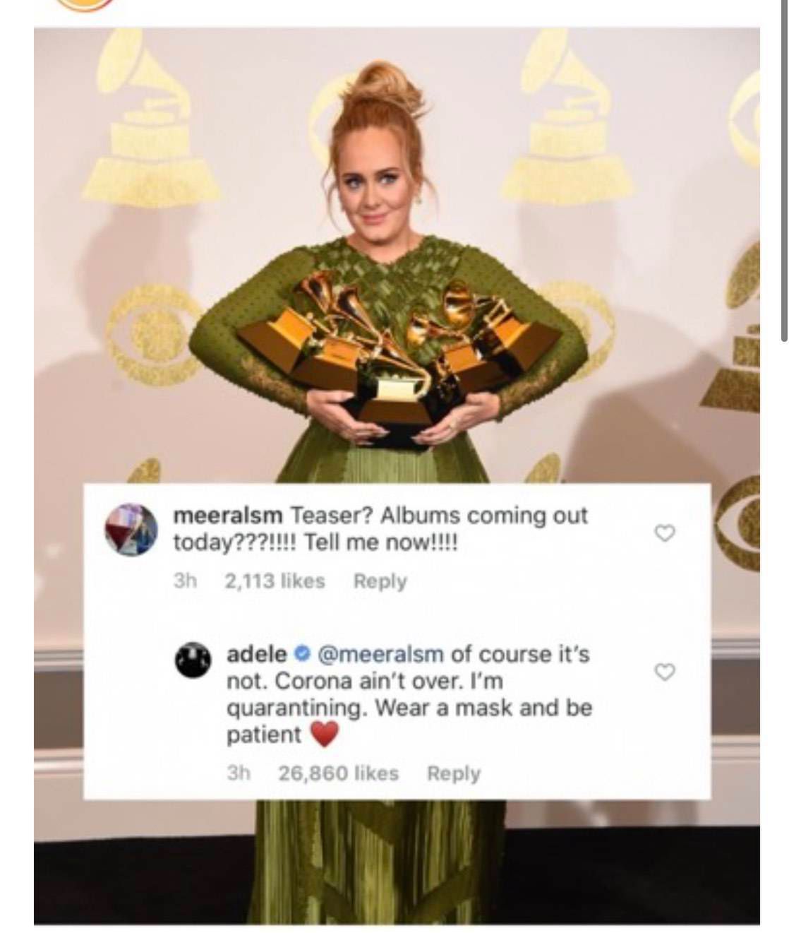 Adele odpowiada na komentarz o nowej płycie
