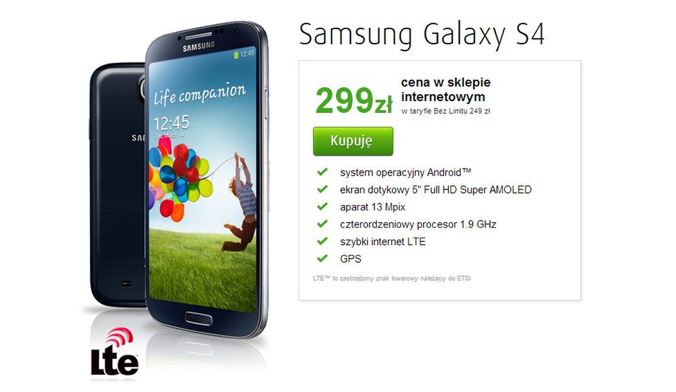 Samsung Galaxy S4 w Plusie